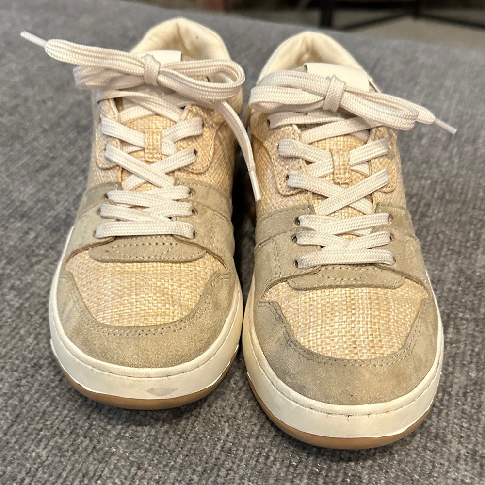 Stylish Beige and Gray Women's Sneakers